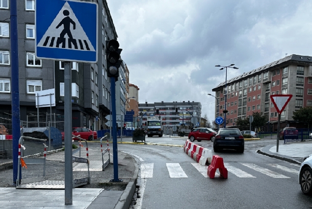 Imaxe das obras na rúa Alexandre Bóveda no Burgo (Culleredo)