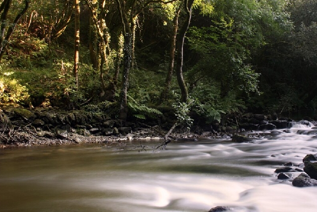 O río Mandeo ao seu paso pola parroquia de Chelo