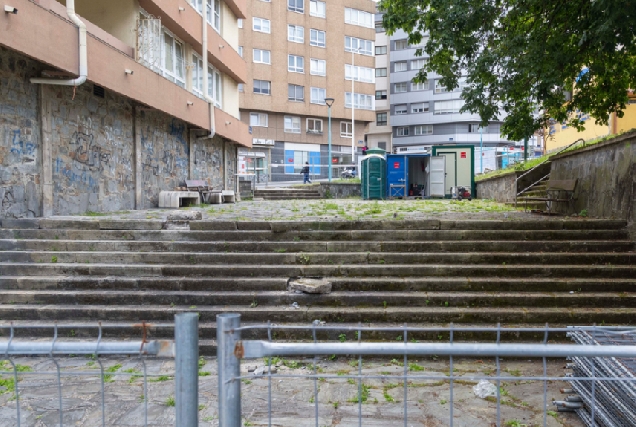 Imaxe das obras no barrio das Flores da Coruña